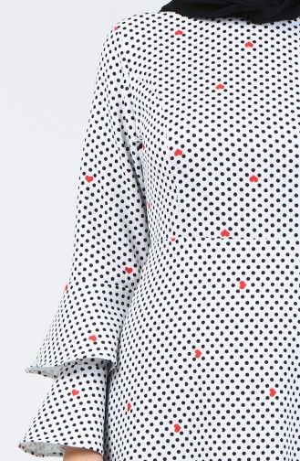 İspanyol Kol Elbise 4045C-01 Beyaz Siyah