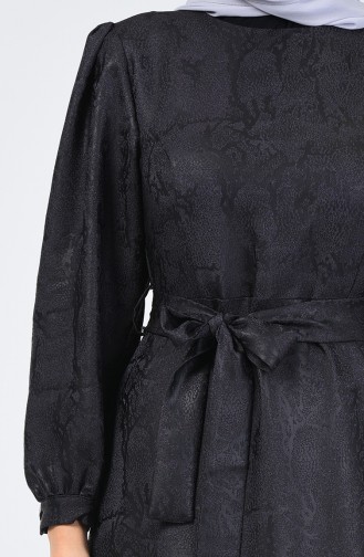 Deri Görünümlü Elbise 60092-01 Siyah