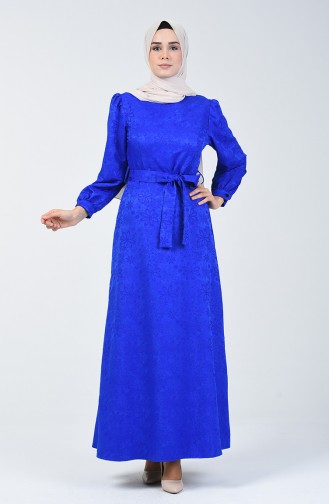 Relief Pattern Belted Dress 60094-02 Saxe Blue 60094-02