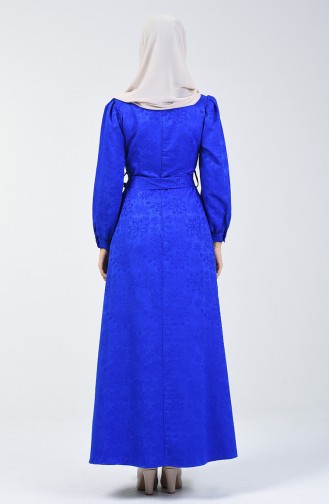 Relief Pattern Belted Dress 60094-02 Saxe Blue 60094-02