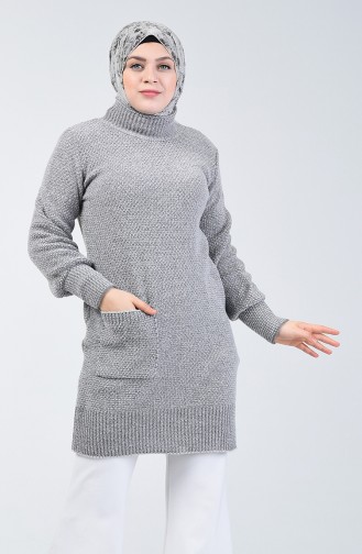 Triko Balıkçı Yaka Tunik 4197-02 Gri 4197-02