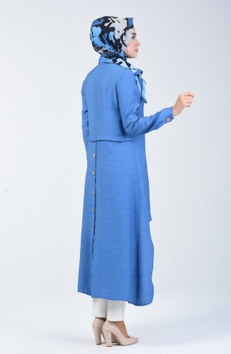 Aerobin Kumaş Asimetrik Uzun Tunik 0245-02 İndigo