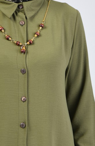 تونيك مع قلادة قماش آيروبين كاكي أخضر فاتح 5308-04