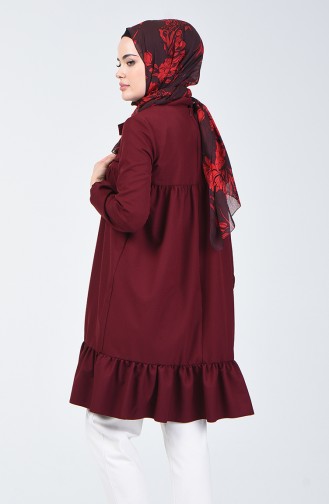 Kravat Yaka Büzgülü Tunik 0265-06 Bordo 0265-06