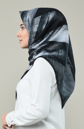 Karaca Desenli Rayon Eşarp 90617-14 Siyah Gri