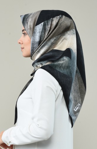 Karaca Desenli Rayon Eşarp 90617-16 Siyah Krem
