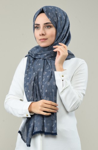 Châle en Coton Tissé Organique à Motifs 99259-01 Bleu Jean 99259-01