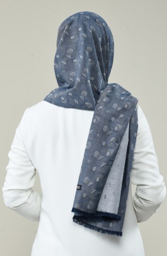 Châle en Coton Tissé Organique à Motifs 99259-01 Bleu Jean 99259-01