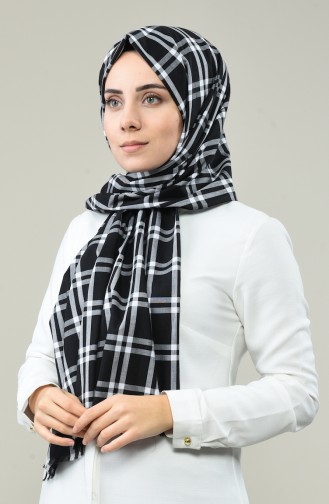 شال قطني منقوش كارو أسود 99260-01