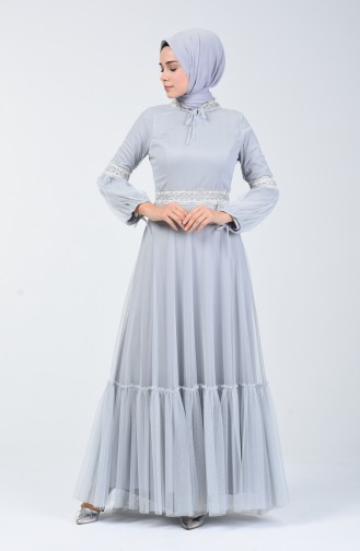 Grau Hijab-Abendkleider 5002-01