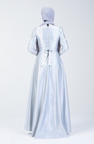 Satin Evening Dress 5093-02 Gray 5093-02