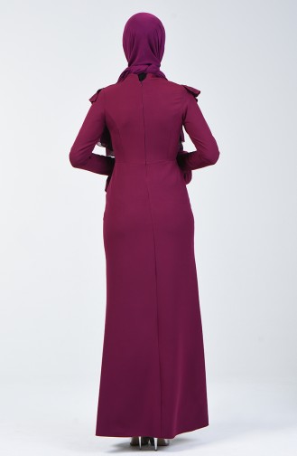 Robe de Soirée İmprimée de Pierre 5256B-01 Plum 5256B-01