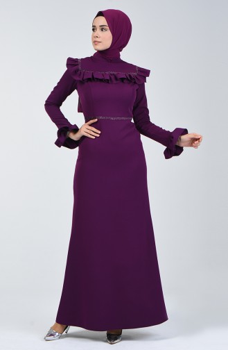 Robe de Soirée İmprimée de Pierre 5256B-05 Pourpre 5256B-05