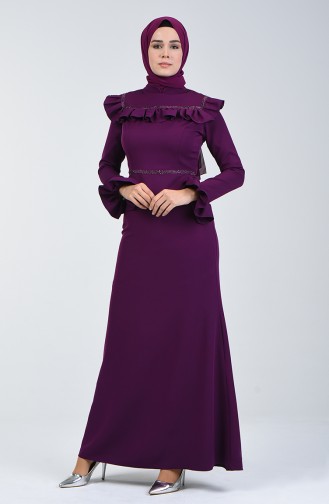 Stone Print Evening Dress 5256b-05 Purple 5256B-05