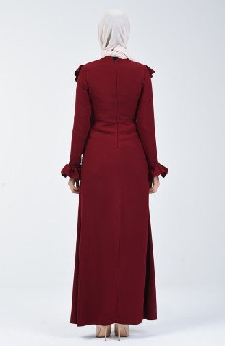 فستان سهرة مزين بالستراس أحمر كلاريت 5256B-06