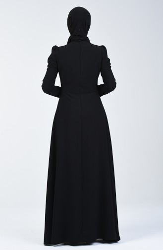 Robe de Soirée Avec Broche 7002-02 Noir 7002-02