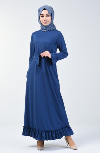 Ruched Belted Dress 0031-01 Indigo 0031-01