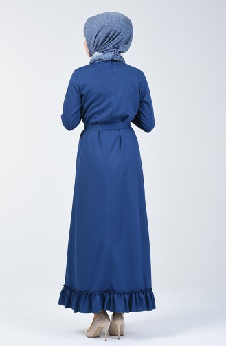 Ruched Belted Dress 0031-01 Indigo 0031-01