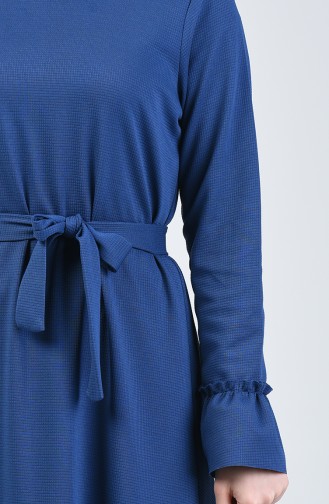 Ruched Belted Dress 0031-01 Indigo 0031-01