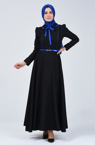 Schwarz Hijab Kleider 7260-01