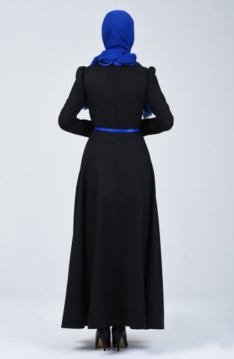 Baby Collar Tie Dress 7260-01 Black Saxe Blue 7260-01