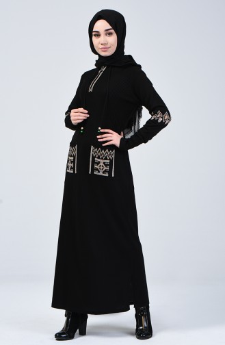 Tricot Embroidered Dress 2179-05 Black 2179-05