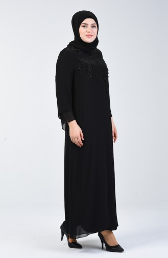 Grösse Grosse Perlen Abendkleid 1010-01 Schwarz 1010-01