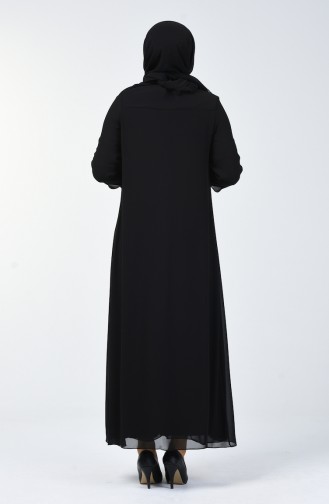 فستان سهرة مزين باللؤلؤ مقاس كبير أسود 1010-01
