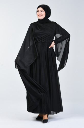 Grösse Grosse Silbriges Abendkleid 1012-02 Schwarz 1012-02