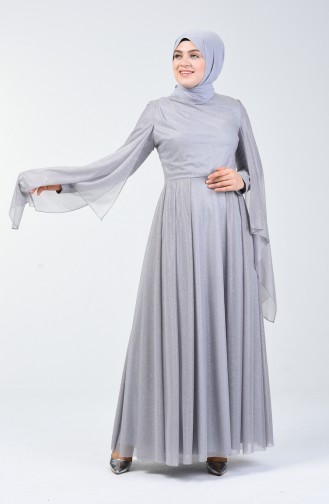Plus Size Silvery Evening Dress 1012-03 Gray 1012-03