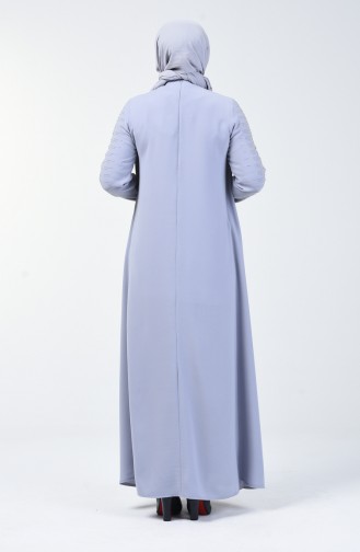 Plus Size Stone Printed Evening Dress 1014-01 Gray 1014-01
