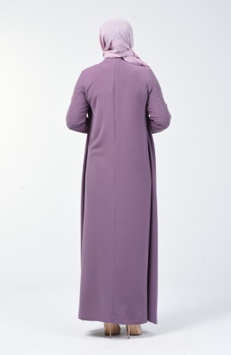 Plus Size Stone Printed Evening Dress 1014-04 Dark Lilac 1014-04