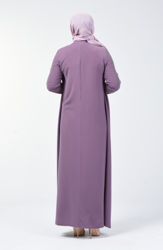 Robe de Soirée İmprimée Pierre Grande Taille 1014-04 Lilas Foncé 1014-04