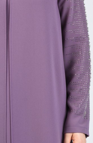 Robe de Soirée İmprimée Pierre Grande Taille 1014-04 Lilas Foncé 1014-04