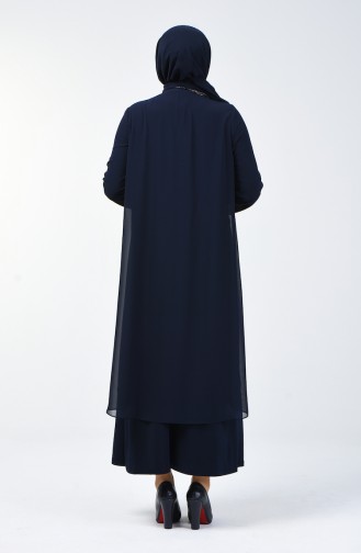 Dunkelblau Hijab-Abendkleider 3151-02