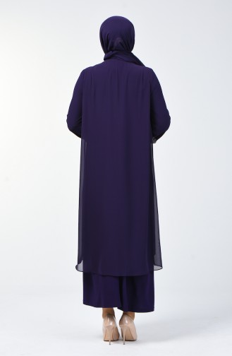 Robe de Soirée İmprimée Pierre Grande Taille 3151-03 Pourpre 3151-03