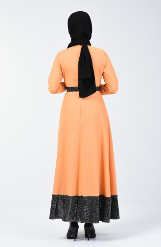 Patchwork Kleid mit Gürtel 5119A-01 Senf 5119A-01