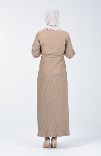 Robe Ceinturée Plissé 4400-07 Beige 4400-07