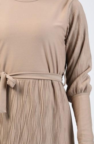 Robe Ceinturée Plissé 4400-07 Beige 4400-07