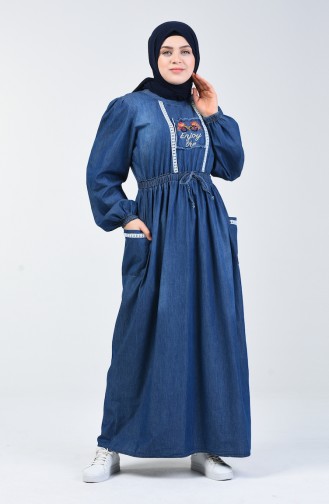 Navy Blue Hijab Dress 5032-01
