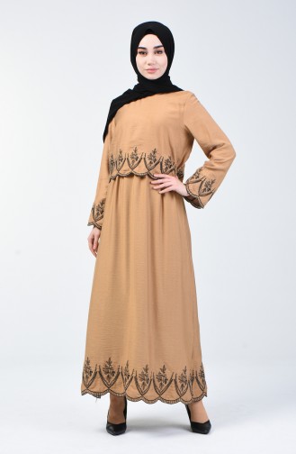 Keksfarbe Hijab Kleider 6034-02