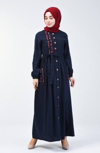 Dunkelblau Hijab Kleider 6038-01