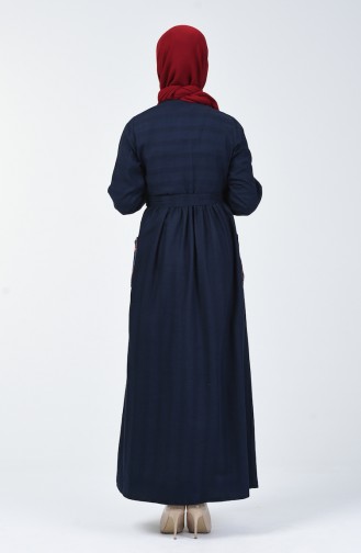 Navy Blue Hijab Dress 6038-01