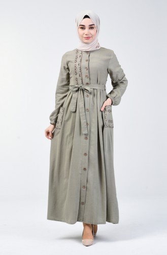 فستان أخضر حشيشي 6038-02