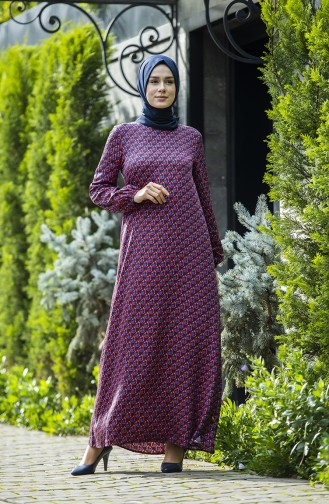 Navy Blue Hijab Dress 8179-01