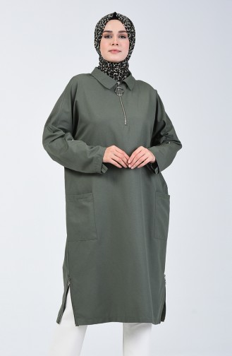 Fermuarlı Oversize Tunik 1304-02 Haki 1304-02