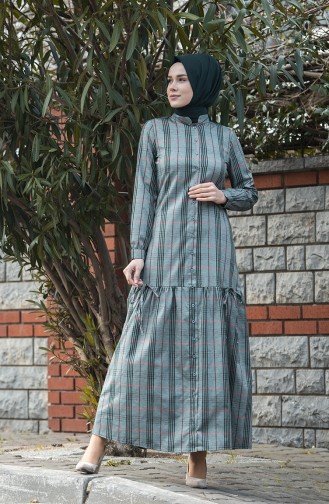 Dunkel Khaki Hijab Kleider 8157-04