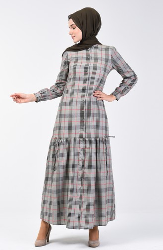 Khaki Hijab Dress 8157-03