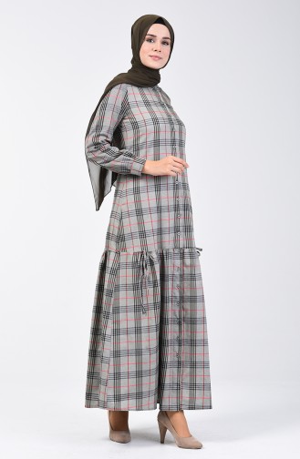 Khaki Hijab Dress 8157-03