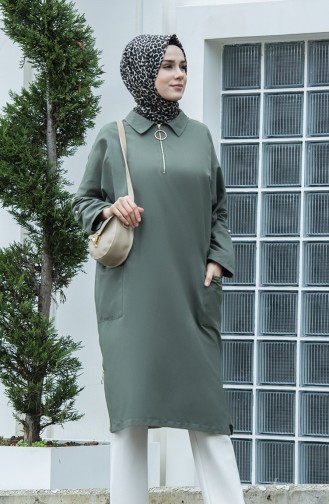 Fermuarlı Oversize Tunik 1304-02 Haki 1304-02